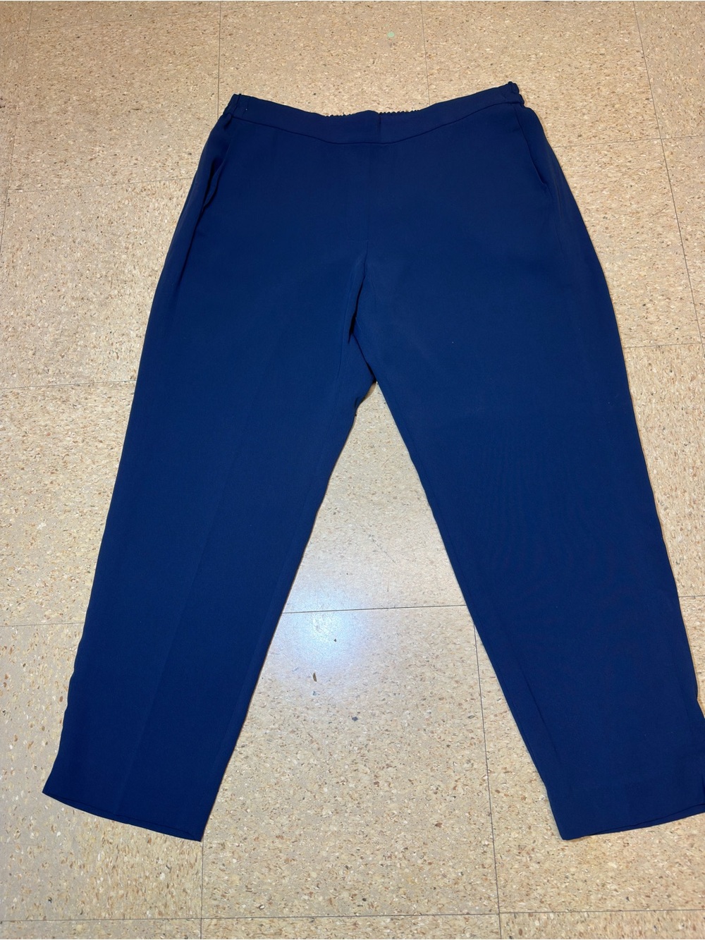 J.Crew Womens Elastic Waist Jamie Pull On Ankle Pants Navy Blue Tapered Sz 14